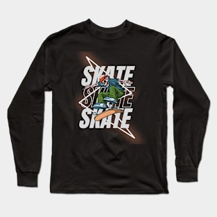 Halloween Skate Tricks Thrills and Spooky Chills Long Sleeve T-Shirt